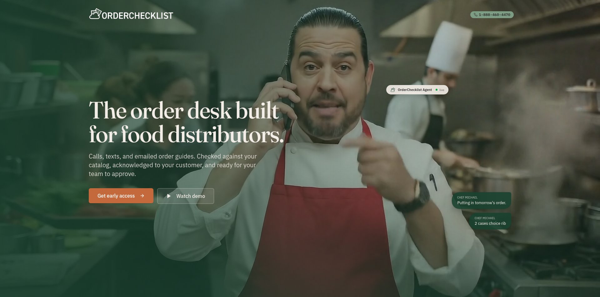 OrderChecklist website: “The order desk built for food distributors.”
